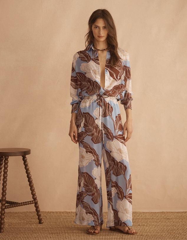 AUR OCEA - Silk Gathered Wide Leg Pants