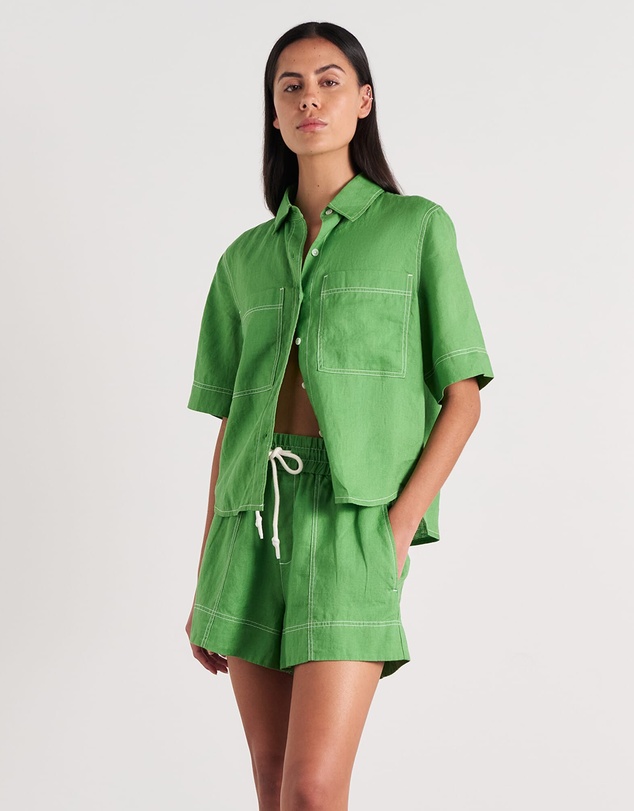 Jag - Gigi Linen Relaxed Short Sleeve Shirt