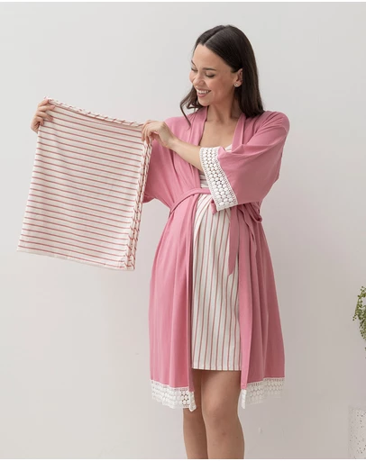 Angel Maternity - 3 Pieces Maternity Hospital Pack & Robe & Baby Wrap