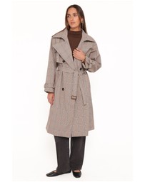 Petal & Pup - Billy Button Front Trench Coat - Brown Plaid