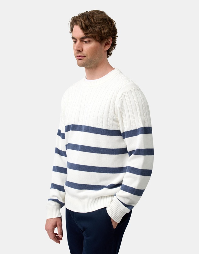Brooksfield - Crew Neck Knit Striped