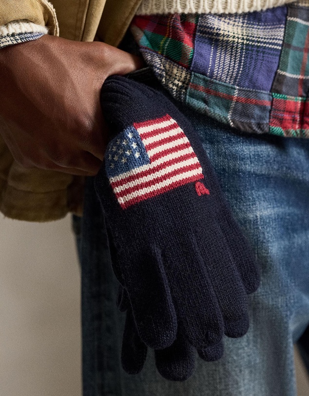 Polo Ralph Lauren - Flag-Intarsia Wool-Blend Touch Gloves