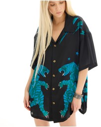 THE TALES - Osaka Tiger Silk Shirt Dress