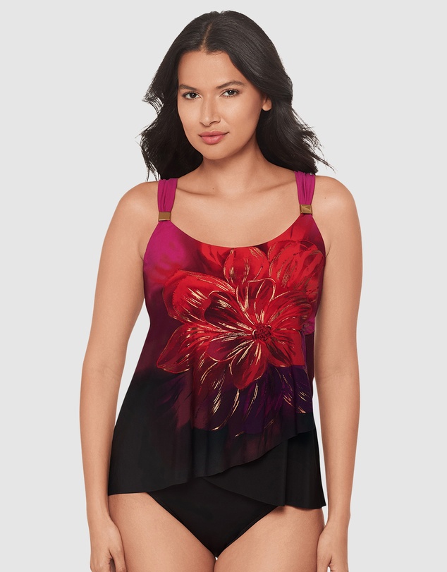 Miraclesuit Swimwear  - Petali Rosa Dazzle Underwired Draped Tankini Top