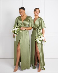 Six Stories - Wrap Tie Satin Bridesmaid Dress