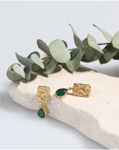 Elli Jewelry - Quartz Teardrop Stud Earrings in Gold-Plated 925 Silver