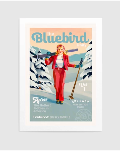 Olive et Oriel - The Bluebird Daily Pinup Ski by The Whiskey Ginger Art Print