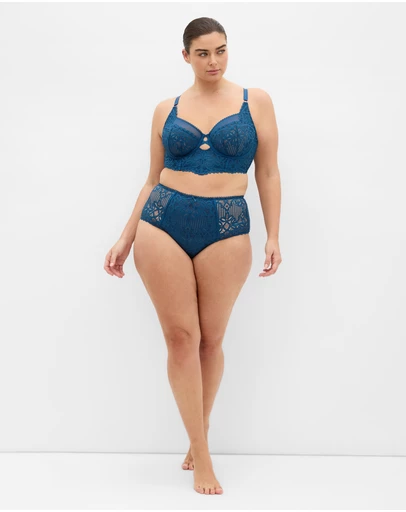 City Chic - Plus size Cassia Underwire Longline Bra - poseidon