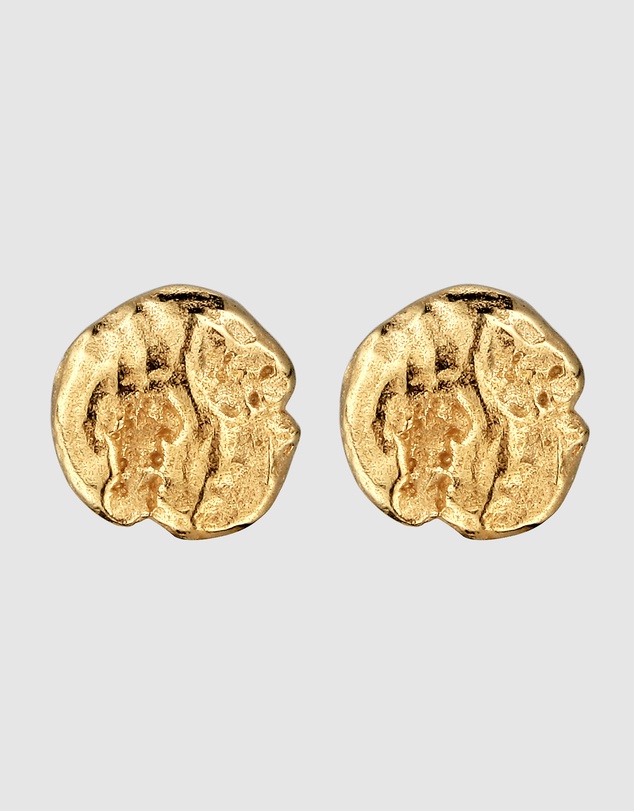 Kuzzoi - Hammered Disc Stud Earrings in Gold-Plated 925 Silver