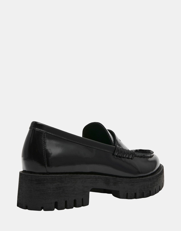 Steve Madden - Langsten-CN Black Leather Loafers