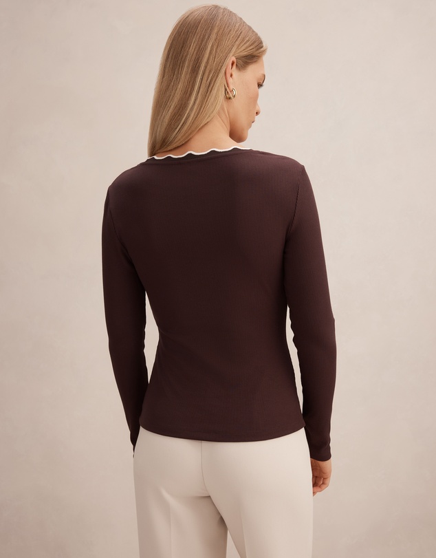 Forever New - Rebecca Scallop Long Sleeves Top