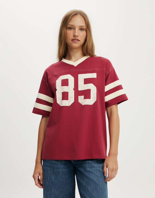 Cotton On - V Neck Oversized Graphic Tee