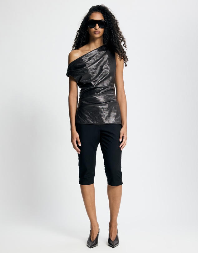 Lover - Fleur Patent Leather Look Asymmetrical Top