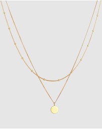Elli Jewelry - Necklace Plate Pendant Layer Filigree in 925 Sterling Silver Gold Plated