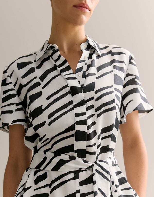 Trenery - Modal Bold Geo Shirt Dress in Black Multi