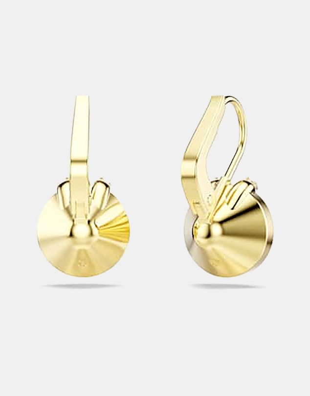 Swarovski - Bella V Drop Earrings, Round Cut, Green, Gold-Tone Plated
