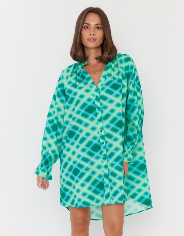ALEXANDRA - Ollie Dress Emerald Crosshatch
