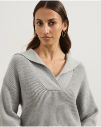 Atmos&Here - Natalie Oversized V-Neck Knit Jumper