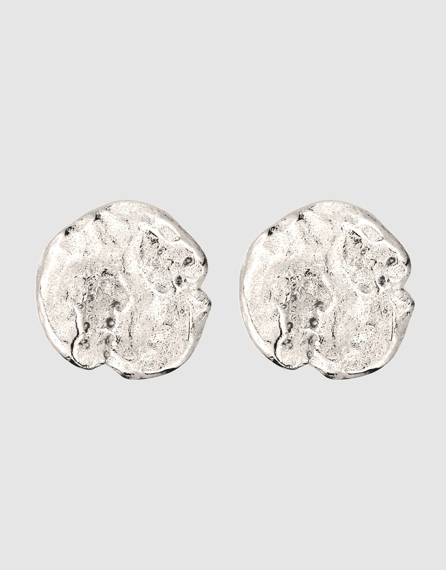 Kuzzoi - Kuzzoi Hammered Disc Stud Earrings in 925 Silver