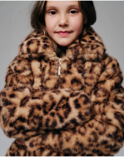 Bardot Junior - Sylvie Leopard Faux Fur Jacket - Kids-Teens