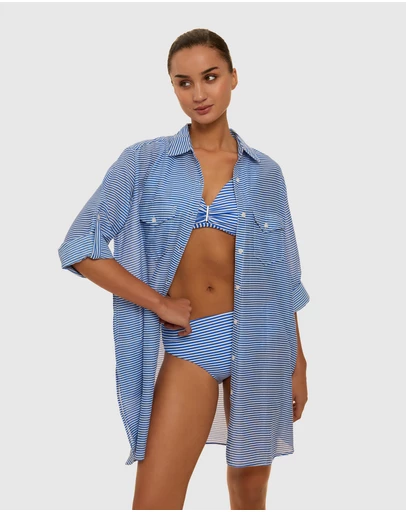 Simone Perele - Sailor Stripe Cotton Voile Button Through Shirt