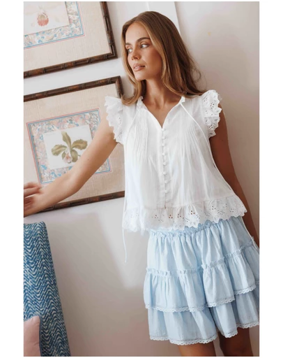 Petal & Pup - Charpelle Tiered Ruffle Mini Skirt - Light Blue