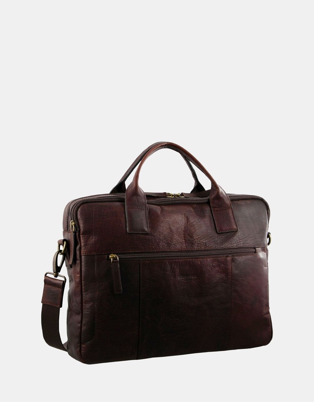 Pierre Cardin - Pierre Cardin Rustic Leather Computer Bag