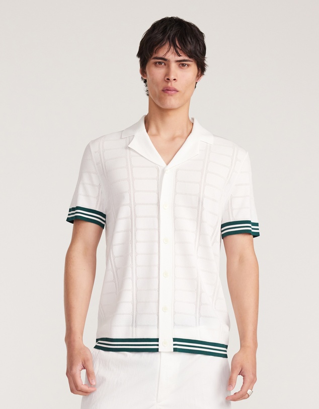 Calibre - Patterned Mesh Tech Knit Shirt Ivory