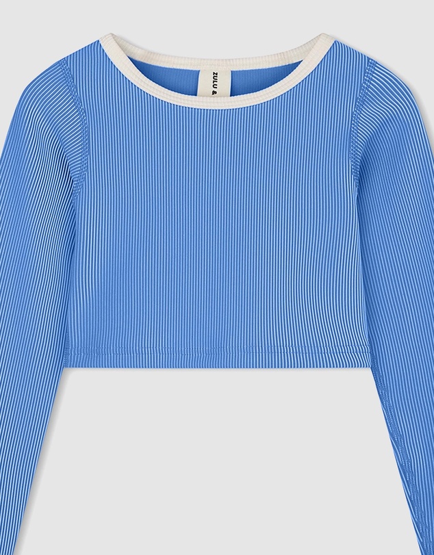 Zulu & Zephyr Mini - Mini Stripe Rib Crop Rashie - Kids-Teens