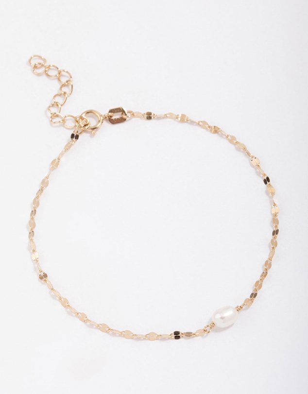 Lovisa - Gold Plated Sterling SIlver Freshwater Pearl Chain Bracelet