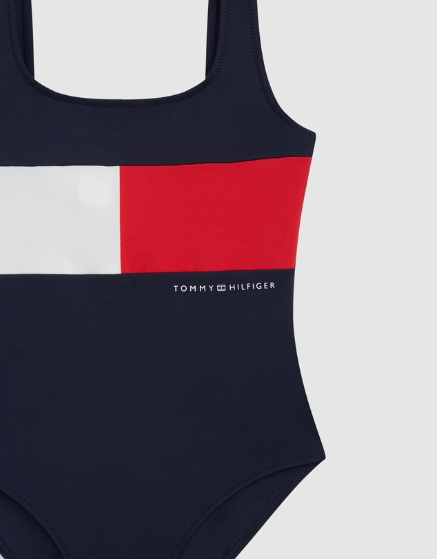 Tommy Hilfiger - Classic Colour-Blocked Square Neck Swimsuit - Teens