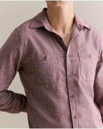 Trenery - Regular Fit Jaspe Cotton Shirt in Burgundy