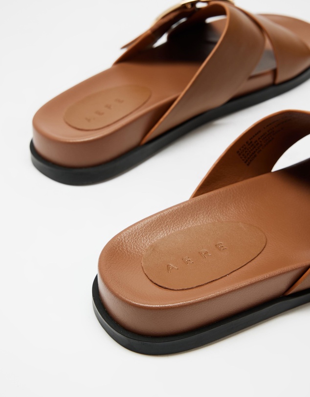 AERE - Leather Crossover Footbed Slides