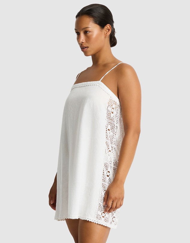 Sea Level Australia - Shore Linen Panelled Bandeau Lace Short Dress