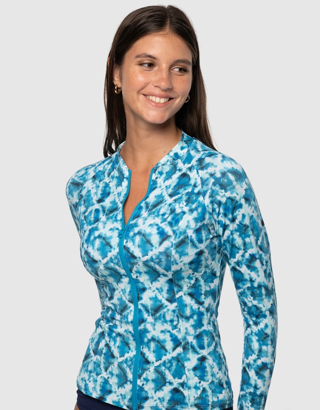 Nip Tuck Swim - Celestial Waters Yolanda Longsleeve Full Zip Sun Top