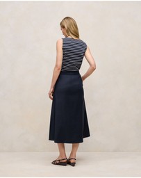 Trenery - Modal Cotton Stripe Boatneck Tank in Night Sky