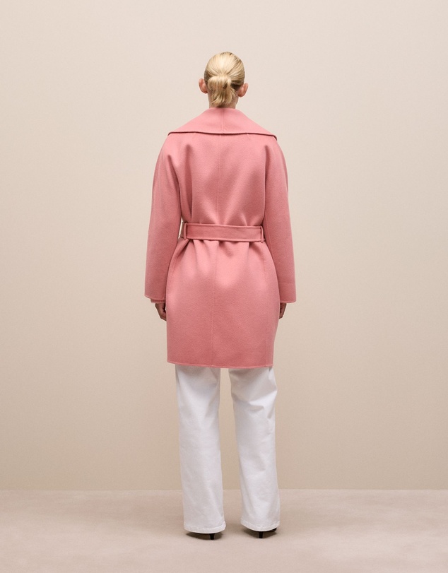 Trenery - Brushed Wool Wrap Coat in Dusty Rose