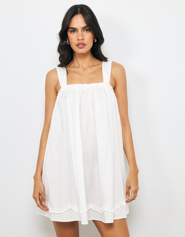 AERE - Mirae Gathered Cotton Mini Dress