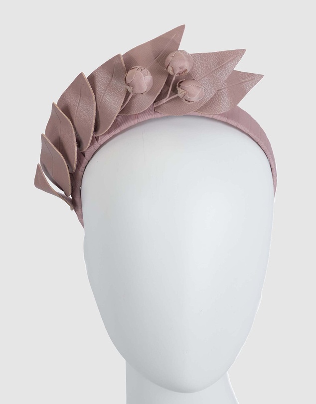 Max Alexander - Taupe Leather Flowers Headband