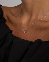 Michael Hill - Cubic Zirconia Heart Stud Earrings and Necklace Set in Sterling Silver