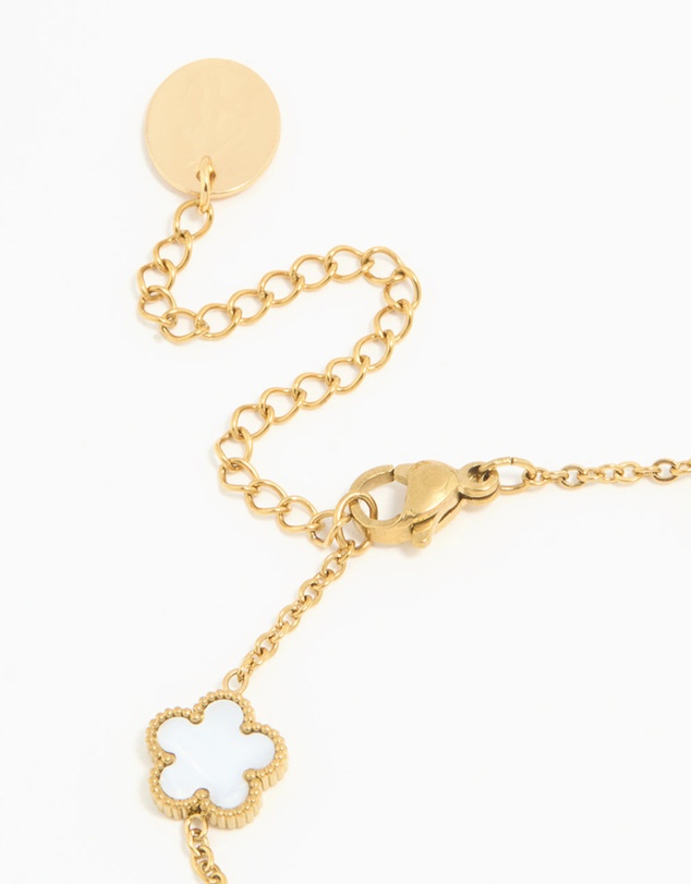 Lovisa - Waterproof Gold Plated Stainless Steel Ivory Inlay Flower Petals Charm Bracelet