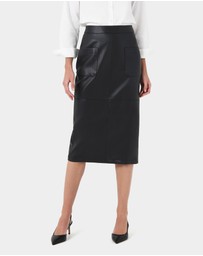 Forcast - Vera Faux Leather Midi Skirt