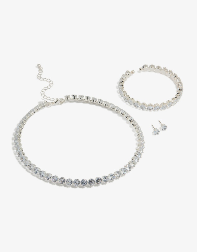 Lovisa - Silver Cubic Zirconia Navette Tennis Set
