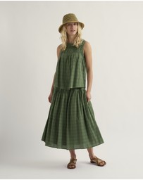 Seasalt - Seasalt Cornwall Green Purslane Tiered Midi Skirt
