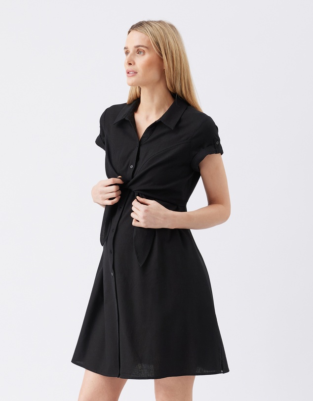 Ripe Maternity - Colette Tie Up Linen Dress