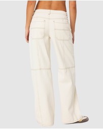 EDIKTED - Contrast Stitch Low Rise Jeans