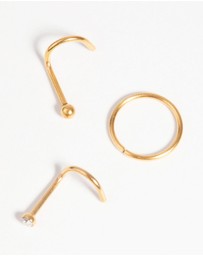 Lovisa - Gold-Plated Surgical Steel Nose Stud & Ring Pack