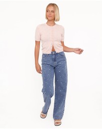 Petal & Pup - Monae Pointelle Button Up Top - Pink