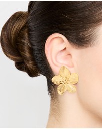 Lovisa - Waterproof Gold Plated Stainless Steel Textured Flower Stud Earrings
