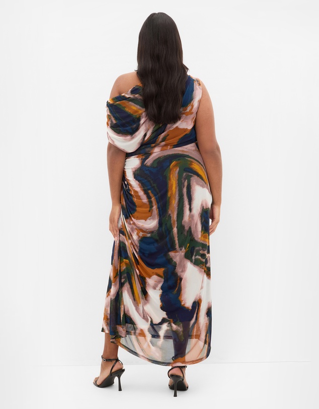 City Chic - Vivid Mesh Glaze Print Maxi Dress